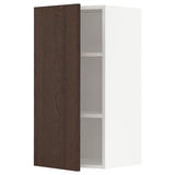 METOD wall cabinet with shelves, white/Sinarp brown, 40x80 cm