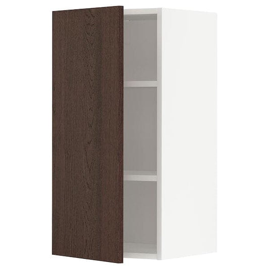 Ikea METOD - Wall cabinet with shelves, white/Sinarp brown, 40x80 cm