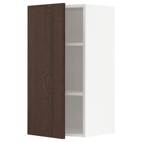 METOD - Wall cabinet with shelves, white/Sinarp brown, 40x80 cm