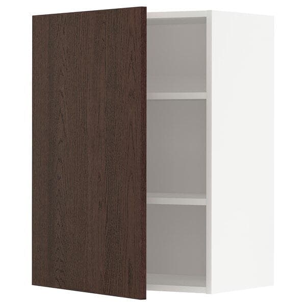 Ikea METOD - Wall cabinet with shelves, white/Sinarp brown , 60x80 cm