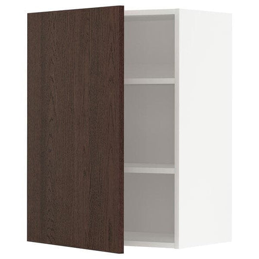 Ikea METOD - Wall cabinet with shelves, white/Sinarp brown , 60x80 cm