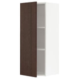 METOD wall cabinet with shelves, white/Sinarp brown, 40x100 cm