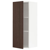 METOD wall cabinet with shelves, white/Sinarp brown, 40x100 cm