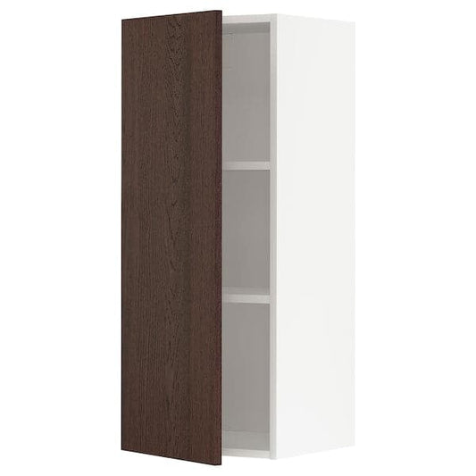 Ikea METOD - Wall cabinet with shelves, white/Sinarp brown, 40x100 cm