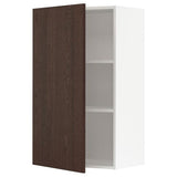 METOD wall cabinet with shelves, white/Sinarp brown, 60x100 cm