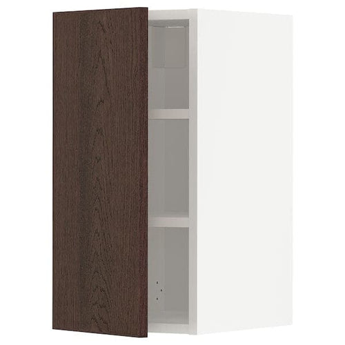METOD - Wall cabinet with shelves, white/Sinarp brown , 30x60 cm