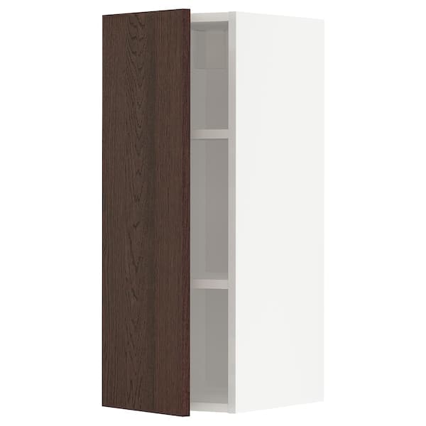 METOD - Wall cabinet with shelves, white/Sinarp brown , 30x80 cm - best price from Maltashopper.com 69459246