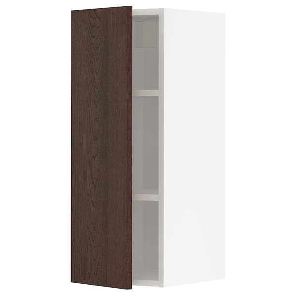 METOD - Wall cabinet with shelves, white/Sinarp brown , 30x80 cm - best price from Maltashopper.com 69459246