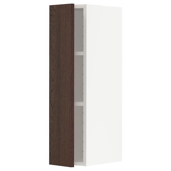 METOD - Wall cabinet with shelves, white/Sinarp brown , 20x80 cm - best price from Maltashopper.com 39458535