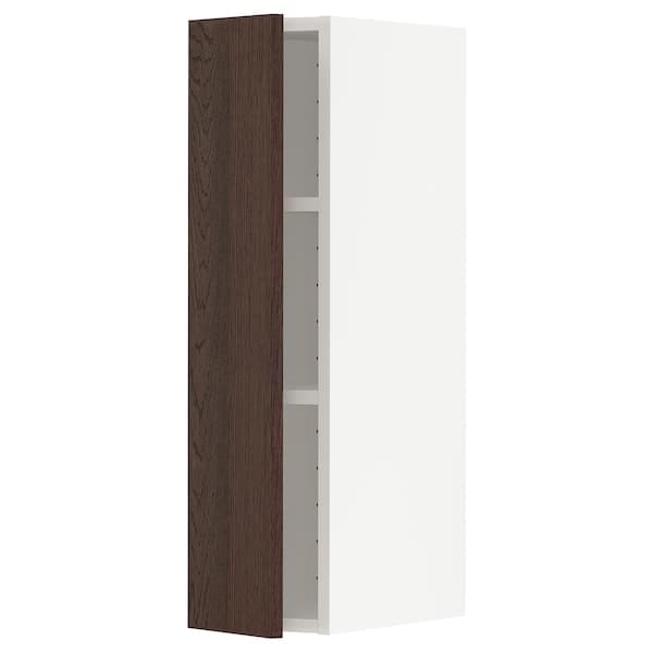 Ikea METOD - Wall cabinet with shelves, white/Sinarp brown , 20x80 cm