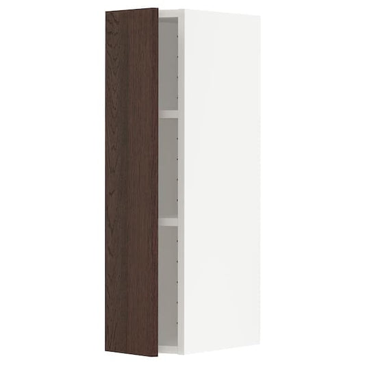 Ikea METOD - Wall cabinet with shelves, white/Sinarp brown , 20x80 cm