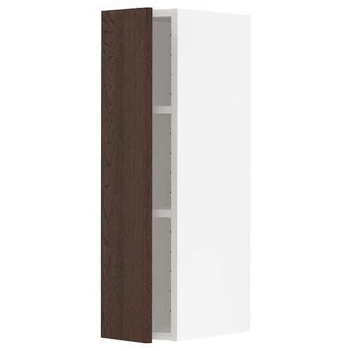 METOD - Wall cabinet with shelves, white/Sinarp brown , 20x80 cm