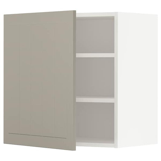 METOD - Wall cabinet with shelves, white/Stensund beige, 60x60 cm - best price from Maltashopper.com 29462439
