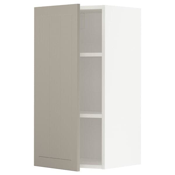 METOD - Wall cabinet with shelves, white/Stensund beige, 40x80 cm