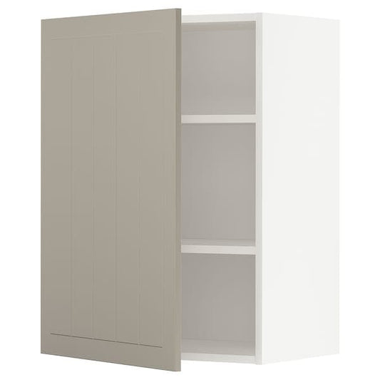 METOD - Wall cabinet with shelves, white/Stensund beige, 60x80 cm - best price from Maltashopper.com 79455790