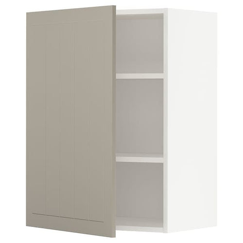 METOD - Wall cabinet with shelves, white/Stensund beige, 60x80 cm