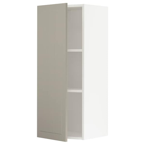 METOD wall cabinet with shelves, white/Stensund beige, 40x100 cm