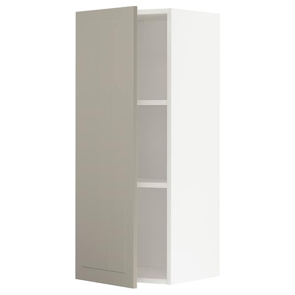 METOD - Wall cabinet with shelves, white/Stensund beige, 40x100 cm