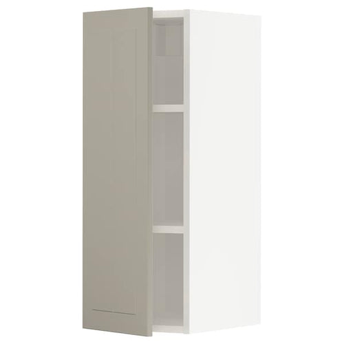 METOD - Wall cabinet with shelves, white/Stensund beige, 30x80 cm