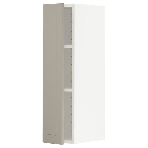 METOD - Wall cabinet with shelves, white/Stensund beige, 20x80 cm