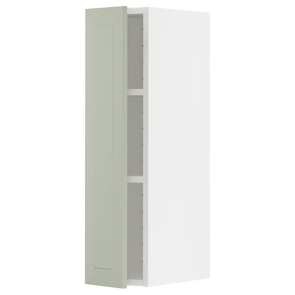 METOD - Wall cabinet with shelves, white/Stensund light green, 20x80 cm - best price from Maltashopper.com 19486327