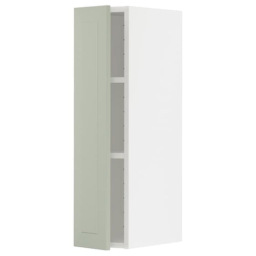 METOD - Wall cabinet with shelves, white/Stensund light green, 20x80 cm