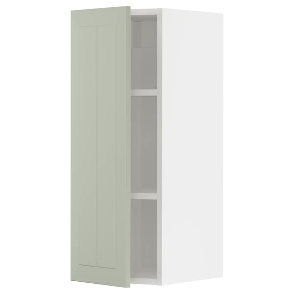 METOD - Wall cabinet with shelves, white/Stensund light green, 30x80 cm - best price from Maltashopper.com 29486906