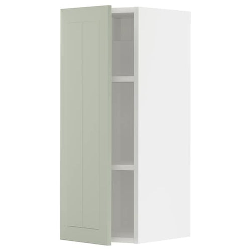 METOD - Wall cabinet with shelves, white/Stensund light green, 30x80 cm