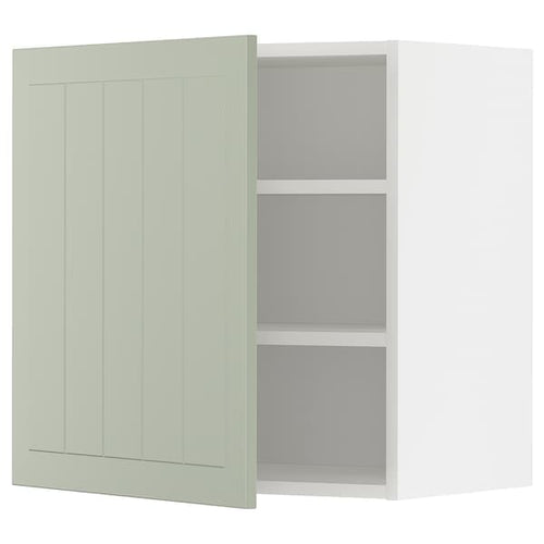 METOD - Wall cabinet with shelves, white/Stensund light green, 60x60 cm