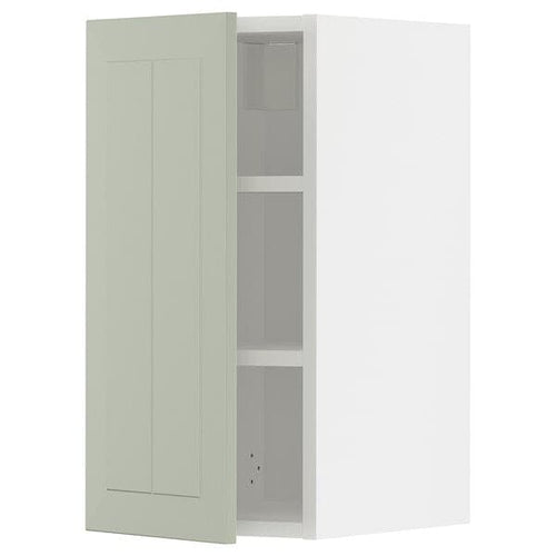 METOD - Wall cabinet with shelves, white/Stensund light green, 30x60 cm