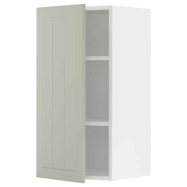 METOD - Wall cabinet with shelves, white/Stensund light green, 40x80 cm - best price from Maltashopper.com 69487348