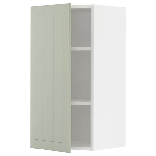 METOD - Wall cabinet with shelves, white/Stensund light green, 40x80 cm