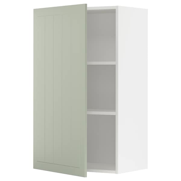METOD - Wall cabinet with shelves, white/Stensund light green, 60x100 cm - best price from Maltashopper.com 89487465
