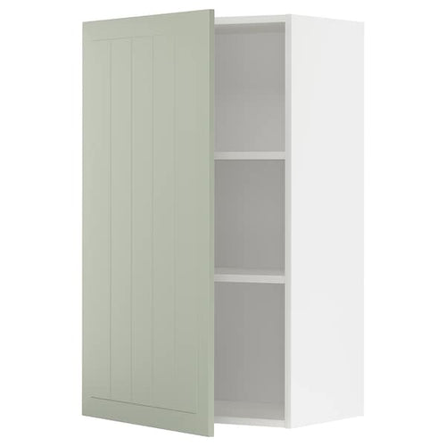 METOD - Wall cabinet with shelves, white/Stensund light green, 60x100 cm