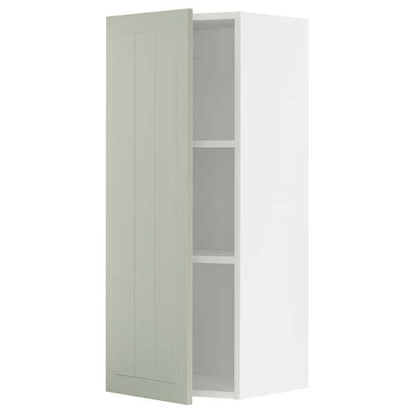 METOD - Wall cabinet with shelves, white/Stensund light green, 40x100 cm - best price from Maltashopper.com 99487021