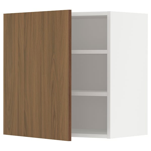 Ikea METOD - Wall cabinet with shelves, white/Tistorp brown walnut effect, 60x60 cm