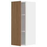 METOD wall cabinet with shelves, white/Tistorp brown walnut effect, 30x80 cm