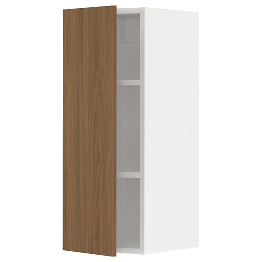 Ikea METOD - Wall cabinet with shelves, white/Tistorp brown walnut effect, 30x80 cm