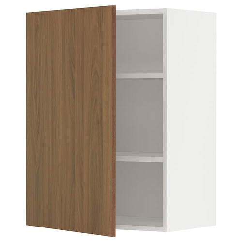 METOD - Wall cabinet with shelves, white/Tistorp brown walnut effect, 60x80 cm