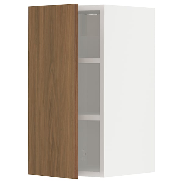 METOD - Wall cabinet with shelves, white/Tistorp brown walnut effect, 30x60 cm - best price from Maltashopper.com 69519368