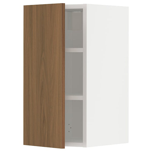 METOD - Wall cabinet with shelves, white/Tistorp brown walnut effect, 30x60 cm