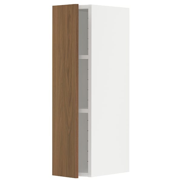 Ikea METOD - Wall cabinet with shelves, white/Tistorp brown walnut effect, 20x80 cm