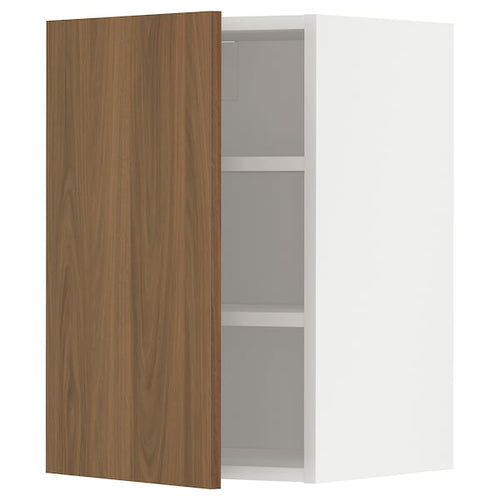 METOD - Wall cabinet with shelves, white/Tistorp brown walnut effect, 40x60 cm