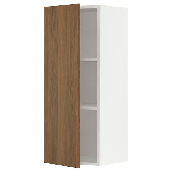 Ikea METOD - Wall cabinet with shelves, white/Tistorp brown walnut effect, 40x100 cm