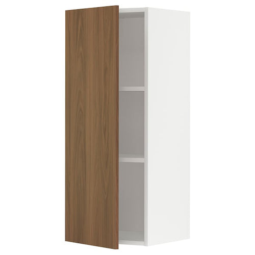 METOD - Wall cabinet with shelves, white/Tistorp brown walnut effect, 40x100 cm