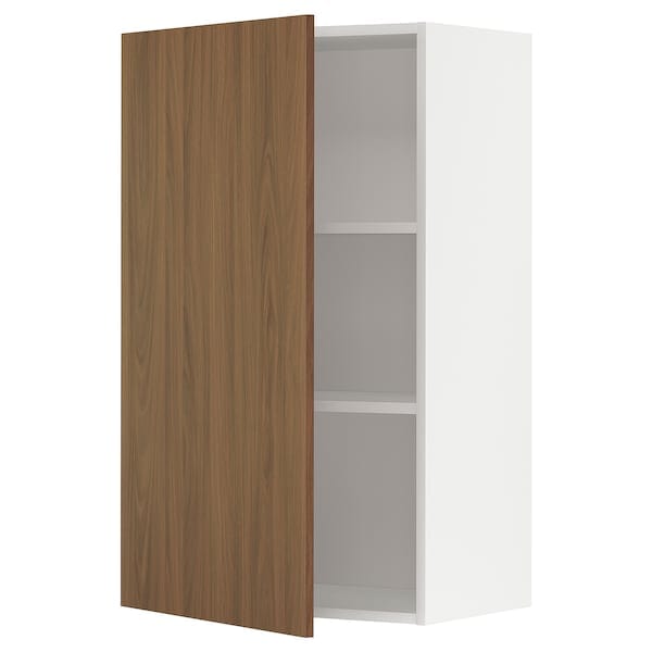 Ikea METOD - Wall cabinet with shelves, white/Tistorp brown walnut effect, 60x100 cm