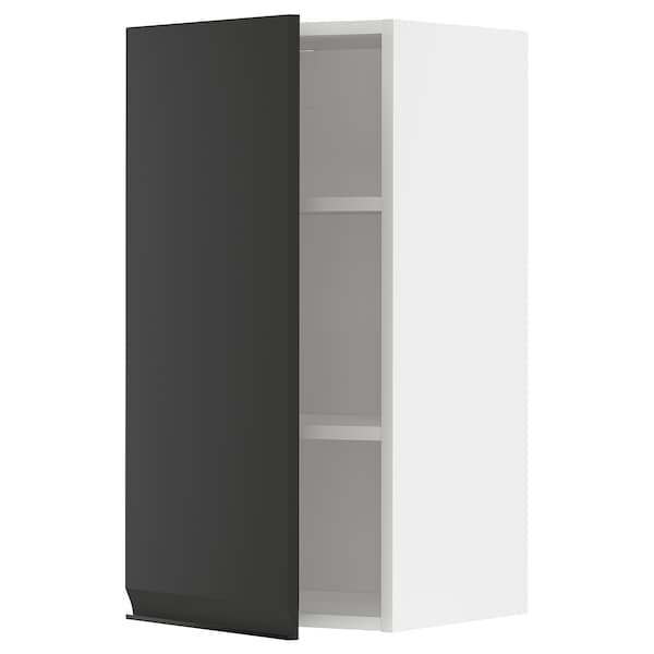 METOD - Wall cabinet with shelves, white/Upplöv matt anthracite, 40x80 cm - best price from Maltashopper.com 59493689