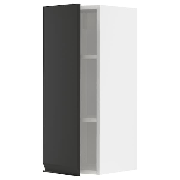 METOD - Wall cabinet with shelves, white/Upplöv matt anthracite, 30x80 cm