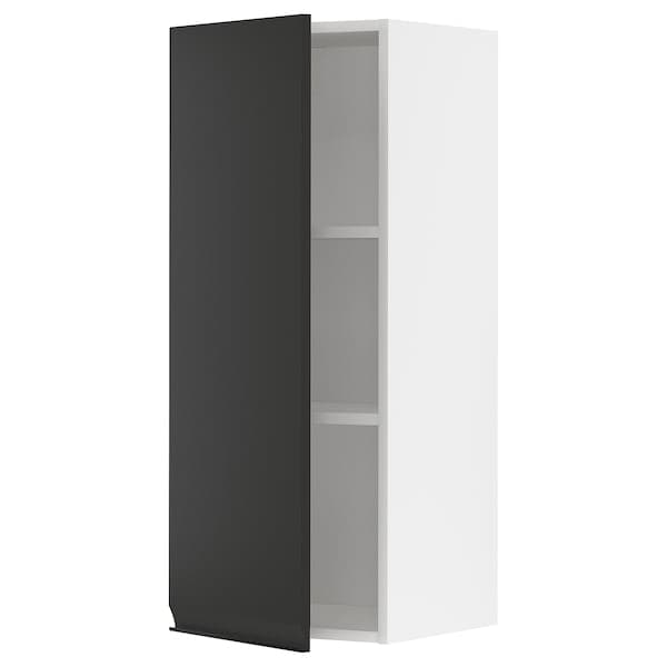 Ikea METOD - Wall cabinet with shelves, white/Upplöv matt anthracite, 40x100 cm