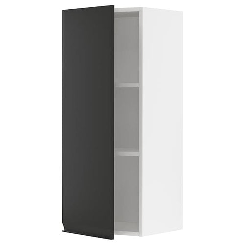 METOD - Wall cabinet with shelves, white/Upplöv matt anthracite, 40x100 cm